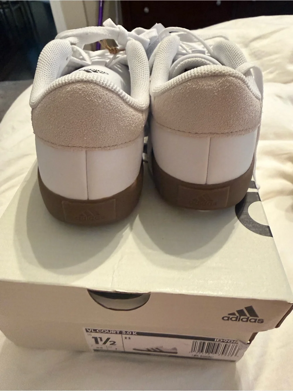 adidas Kids White Black Gum Sole VL Court Sneakers